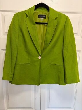Evan Picone Lime Green Linen Blend Women's Blazer 6